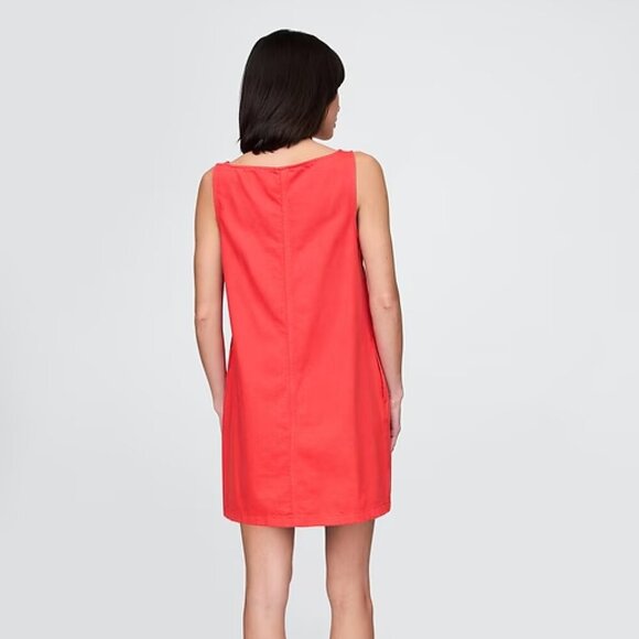 Gap UltraSoft Denim Mini Dress in Tomato Red - Picture 3 of 5